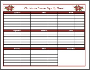 Christmas Dinner Sign Up