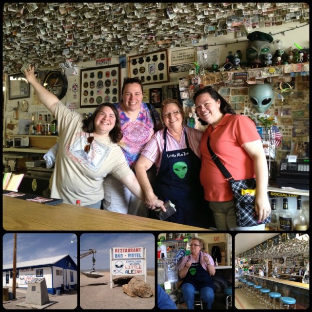 7.The lady who runs the Little A'Le'Inn tells amazing stories and turned out to be the true highlight of the entire Alien Quest, and she doesn't think twice about asking you to step behind her bar for photos, probably because she's met THOUSANDS of weirdos just like me! Her name is Pat!